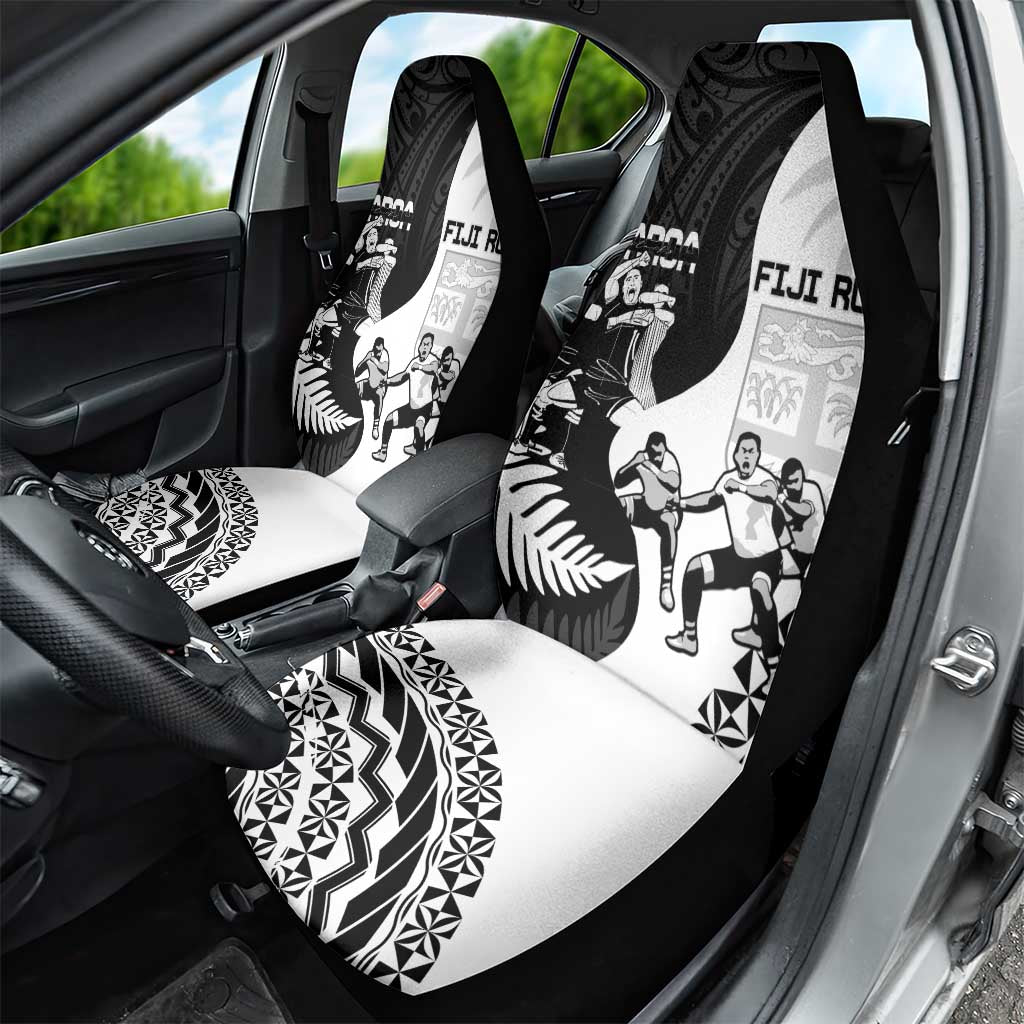 New Zealand And Fiji Tapa Rugby Car Seat Cover Haka Dance Mix Cibi Dance Together - Vibe Hoodie Shop