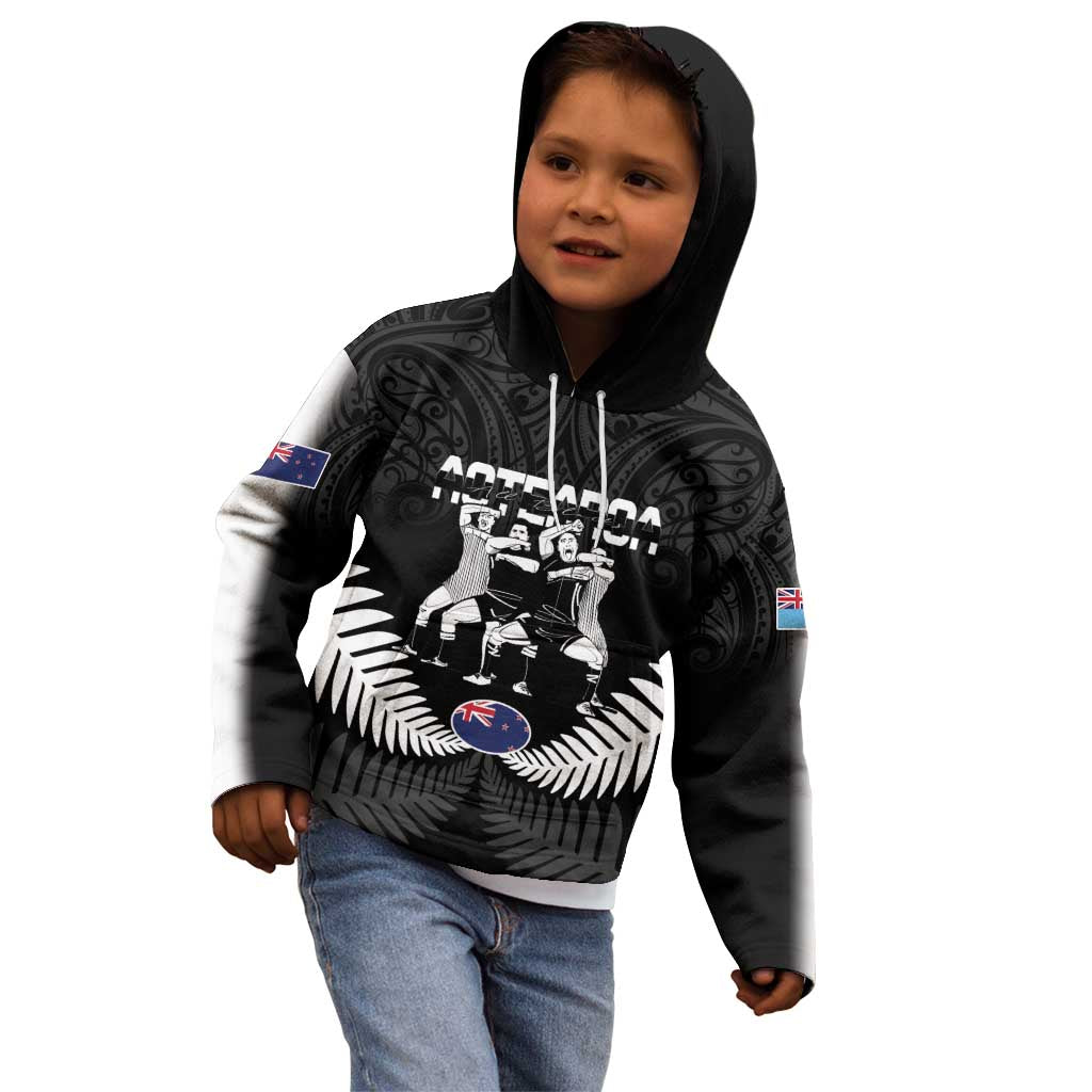 New Zealand And Fiji Tapa Rugby Kid Hoodie Haka Dance Mix Cibi Dance Together - Vibe Hoodie Shop