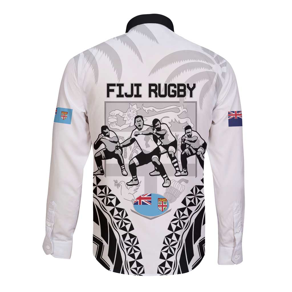 New Zealand And Fiji Tapa Rugby Long Sleeve Button Shirt Haka Dance Mix Cibi Dance Together - Vibe Hoodie Shop
