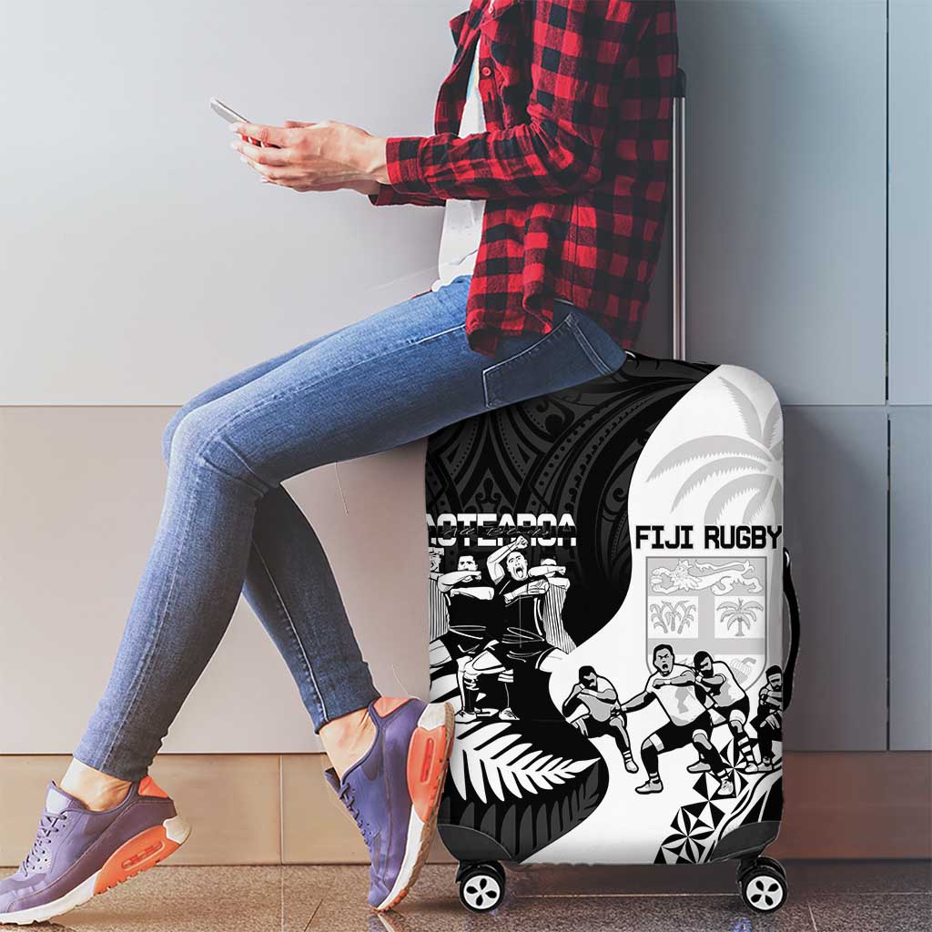 New Zealand And Fiji Tapa Rugby Luggage Cover Haka Dance Mix Cibi Dance Together - Vibe Hoodie Shop