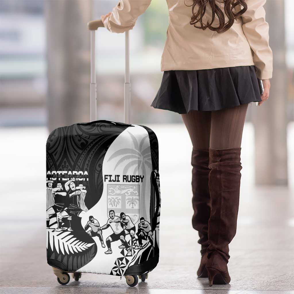 New Zealand And Fiji Tapa Rugby Luggage Cover Haka Dance Mix Cibi Dance Together - Vibe Hoodie Shop