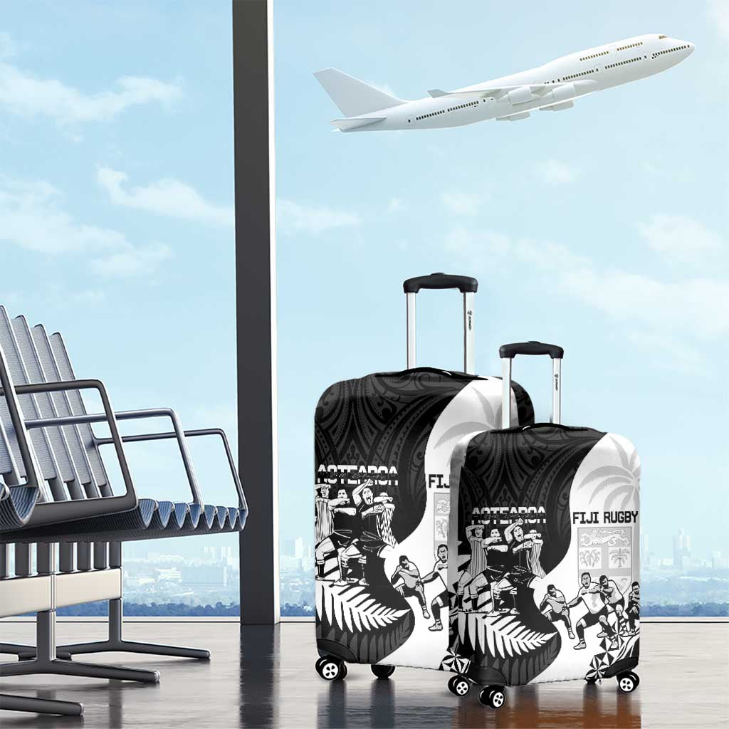 New Zealand And Fiji Tapa Rugby Luggage Cover Haka Dance Mix Cibi Dance Together - Vibe Hoodie Shop