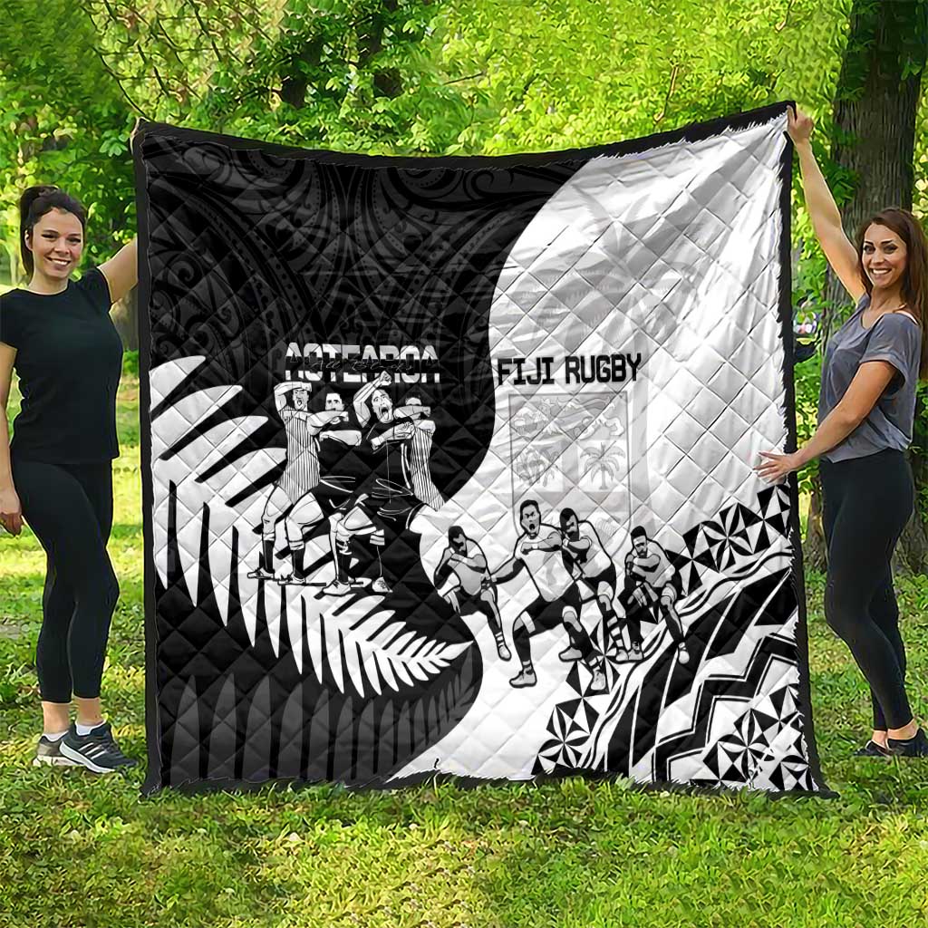 New Zealand And Fiji Tapa Rugby Quilt Haka Dance Mix Cibi Dance Together - Vibe Hoodie Shop