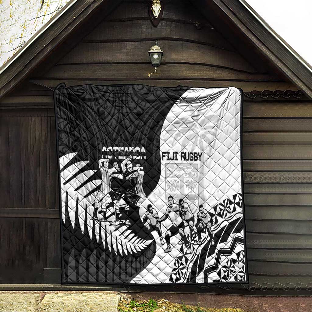 New Zealand And Fiji Tapa Rugby Quilt Haka Dance Mix Cibi Dance Together - Vibe Hoodie Shop