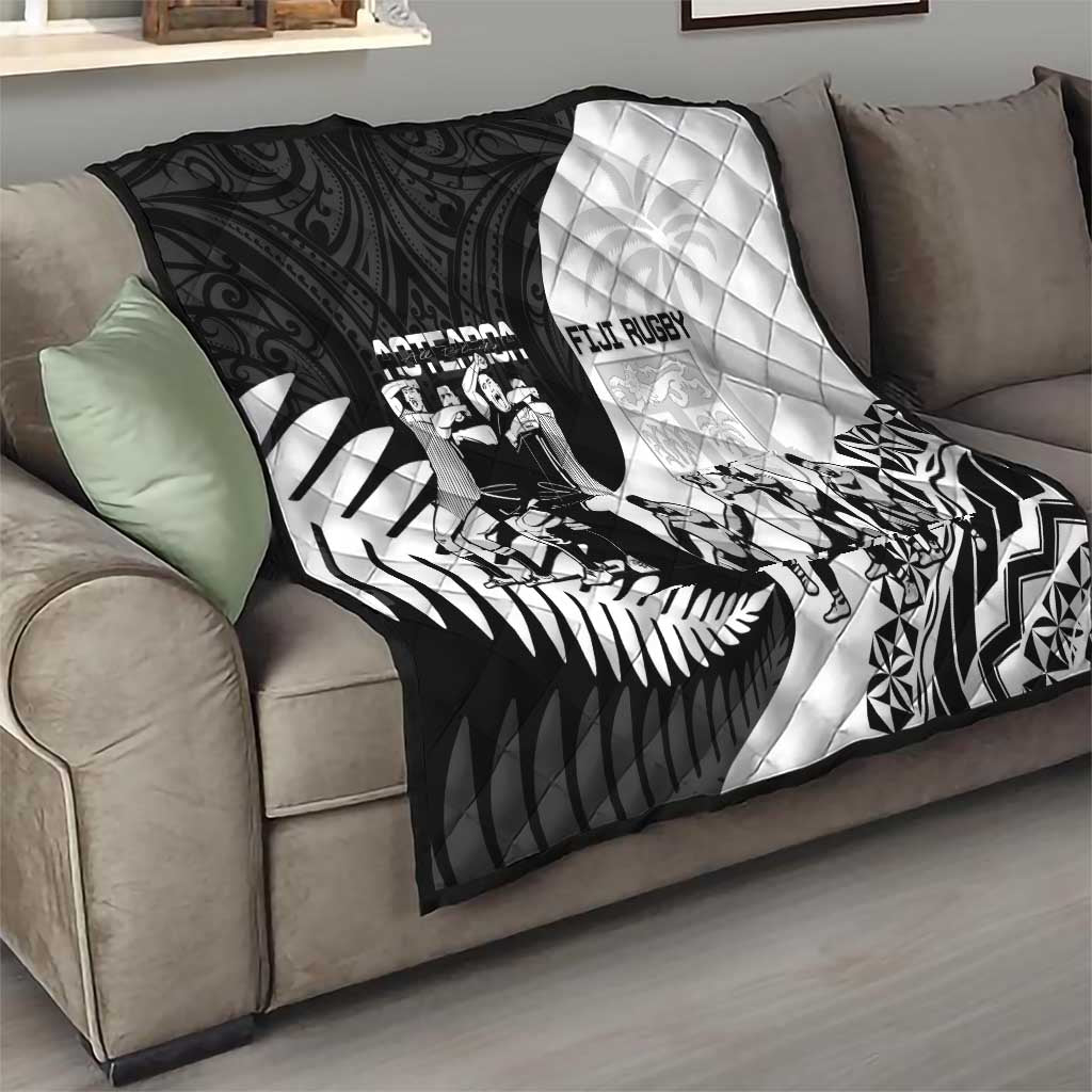 New Zealand And Fiji Tapa Rugby Quilt Haka Dance Mix Cibi Dance Together - Vibe Hoodie Shop