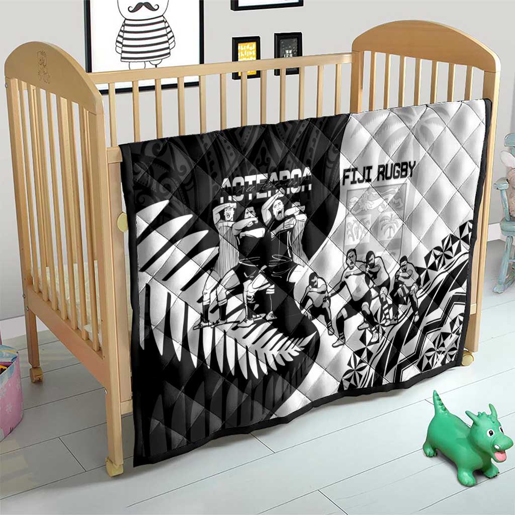 New Zealand And Fiji Tapa Rugby Quilt Haka Dance Mix Cibi Dance Together - Vibe Hoodie Shop