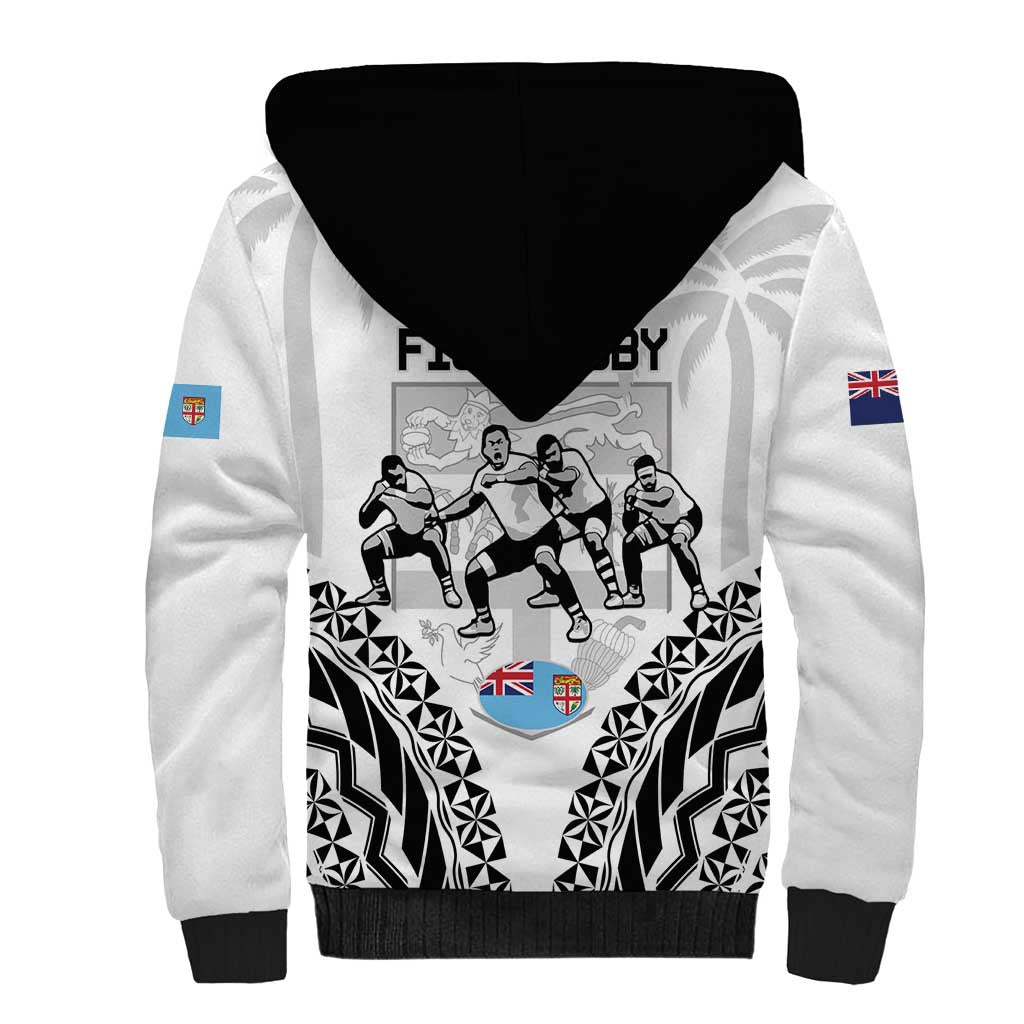 New Zealand And Fiji Tapa Rugby Sherpa Hoodie Haka Dance Mix Cibi Dance Together - Vibe Hoodie Shop