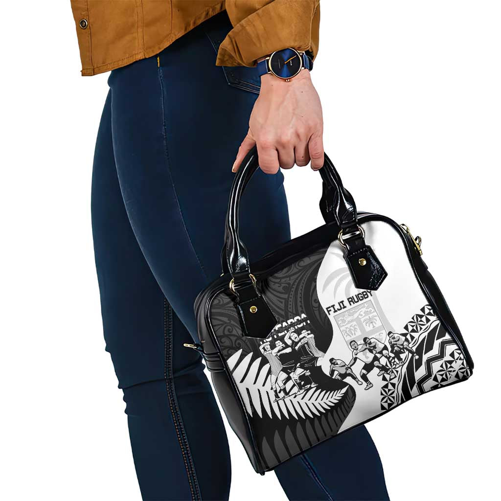 New Zealand And Fiji Tapa Rugby Shoulder Handbag Haka Dance Mix Cibi Dance Together - Vibe Hoodie Shop
