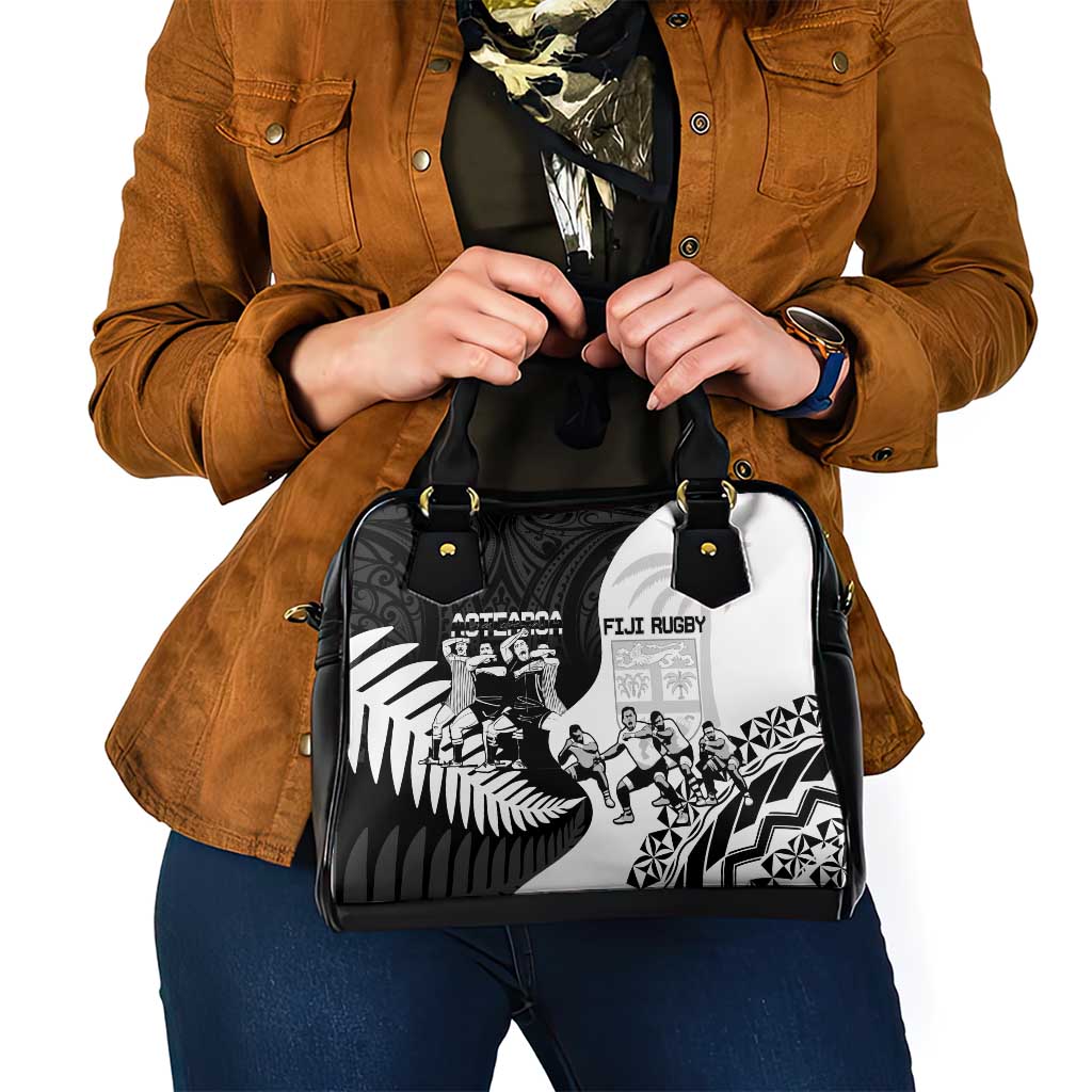 New Zealand And Fiji Tapa Rugby Shoulder Handbag Haka Dance Mix Cibi Dance Together - Vibe Hoodie Shop