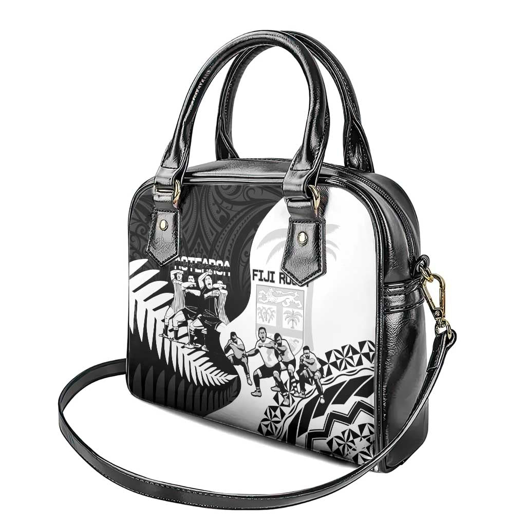 New Zealand And Fiji Tapa Rugby Shoulder Handbag Haka Dance Mix Cibi Dance Together - Vibe Hoodie Shop