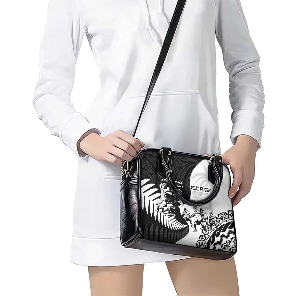 New Zealand And Fiji Tapa Rugby Shoulder Handbag Haka Dance Mix Cibi Dance Together - Vibe Hoodie Shop