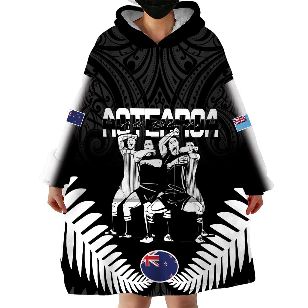 New Zealand And Fiji Tapa Rugby Wearable Blanket Hoodie Haka Dance Mix Cibi Dance Together - Vibe Hoodie Shop