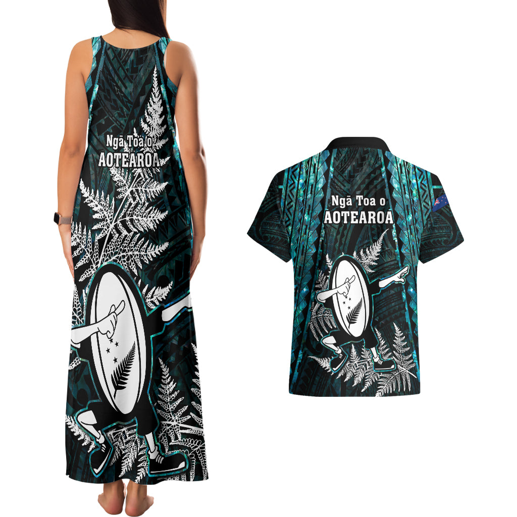 new-zealand-silver-fern-rugby-couples-matching-tank-maxi-dress-and-hawaiian-shirt-aotearoa-all-black-dabbing-ball-with-maori-paua-shell