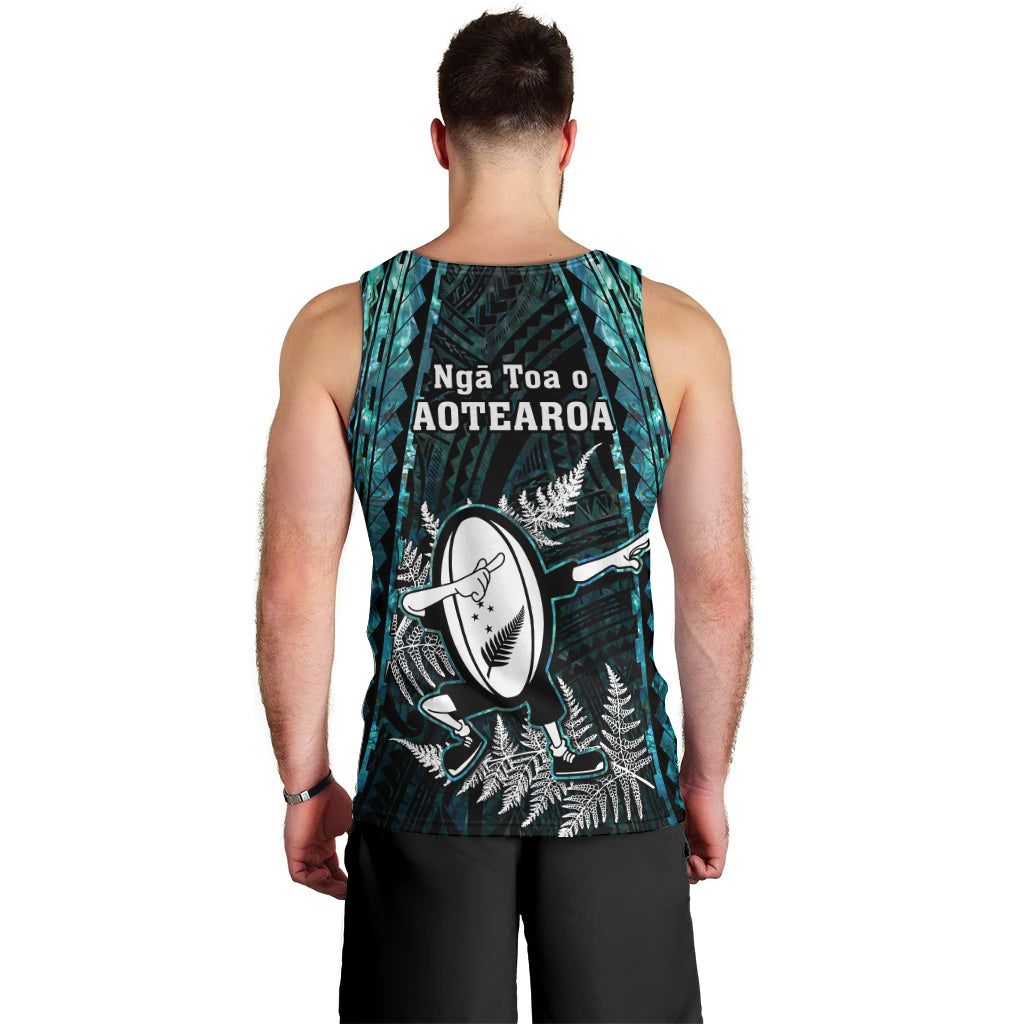 New Zealand Silver Fern Rugby Men Tank Top Aotearoa All Black Dabbing Ball With Maori Paua Shell - Vibe Hoodie Shop