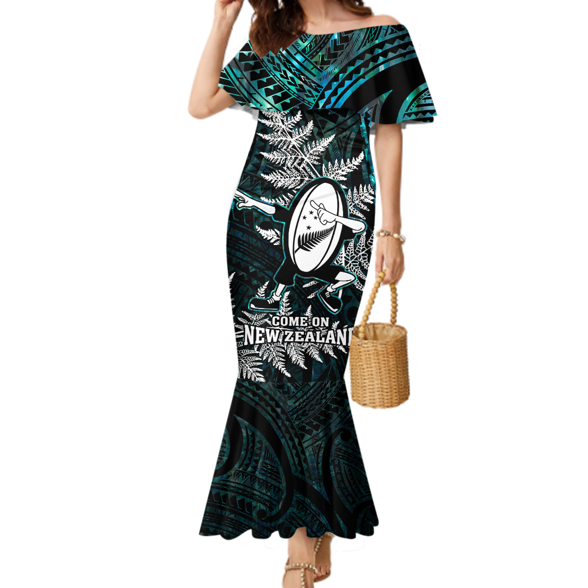 new-zealand-silver-fern-rugby-mermaid-dress-aotearoa-all-black-dabbing-ball-with-maori-paua-shell