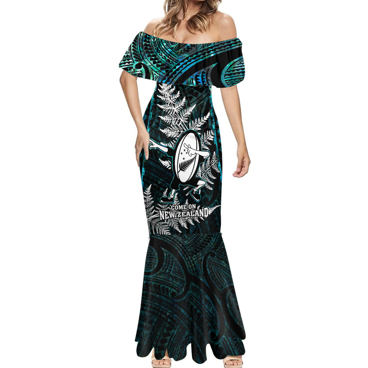 new-zealand-silver-fern-rugby-mermaid-dress-aotearoa-all-black-dabbing-ball-with-maori-paua-shell
