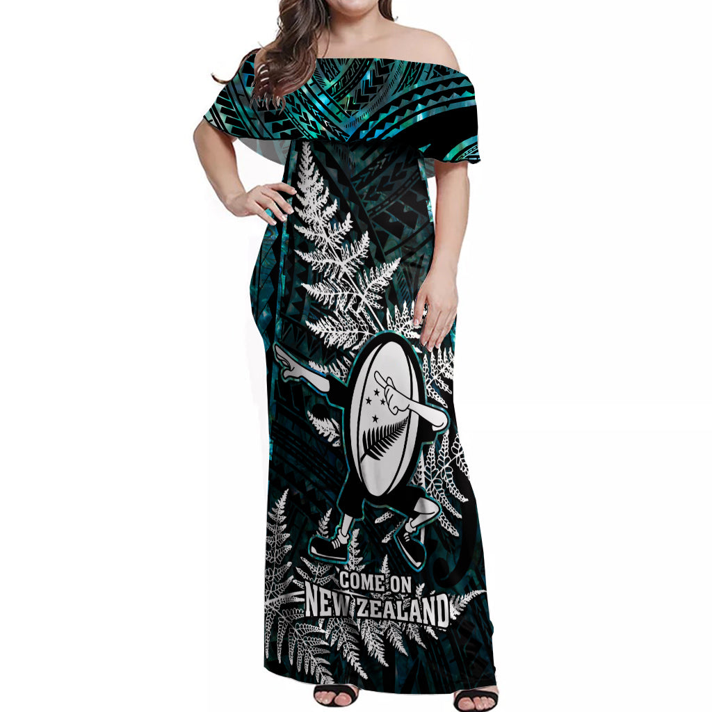 new-zealand-silver-fern-rugby-off-shoulder-maxi-dress-aotearoa-all-black-dabbing-ball-with-maori-paua-shell