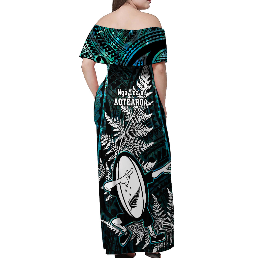 new-zealand-silver-fern-rugby-off-shoulder-maxi-dress-aotearoa-all-black-dabbing-ball-with-maori-paua-shell