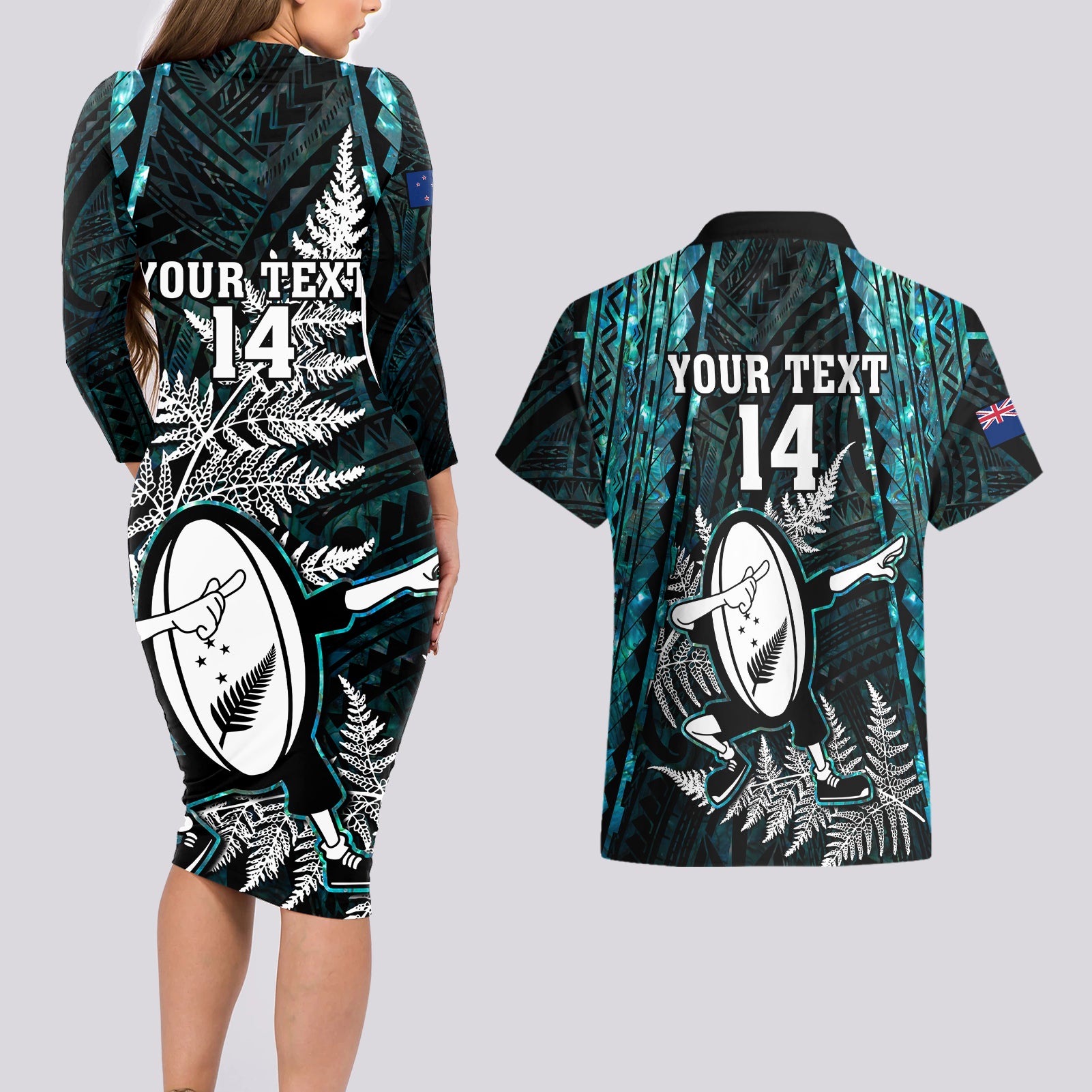 custom-new-zealand-silver-fern-rugby-couples-matching-long-sleeve-bodycon-dress-and-hawaiian-shirt-aotearoa-all-black-dabbing-ball-with-maori-paua-shell