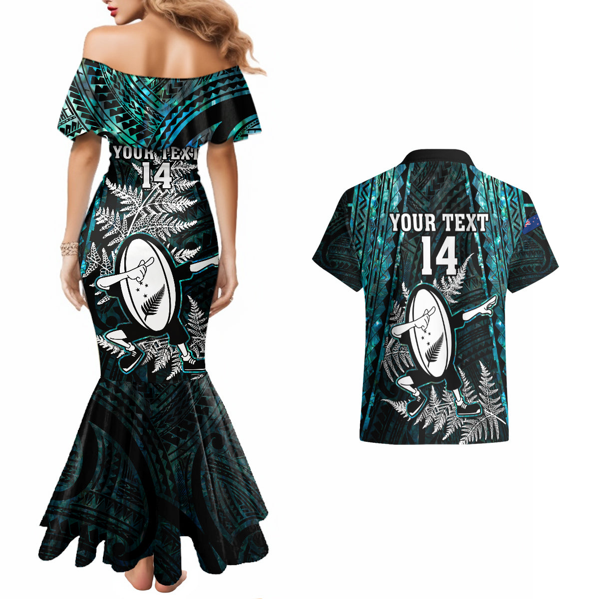 custom-new-zealand-silver-fern-rugby-couples-matching-mermaid-dress-and-hawaiian-shirt-aotearoa-all-black-dabbing-ball-with-maori-paua-shell