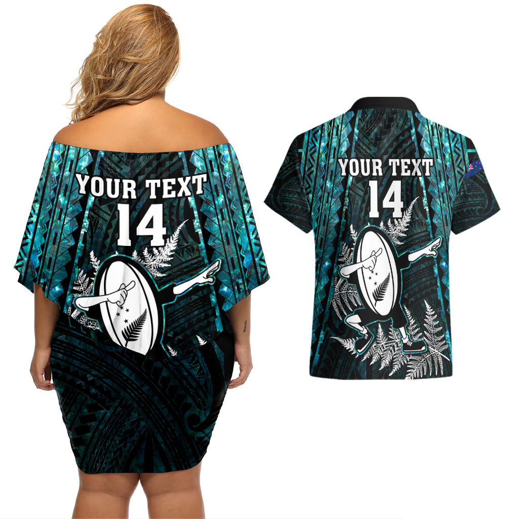 custom-new-zealand-silver-fern-rugby-couples-matching-off-shoulder-short-dress-and-hawaiian-shirt-aotearoa-all-black-dabbing-ball-with-maori-paua-shell