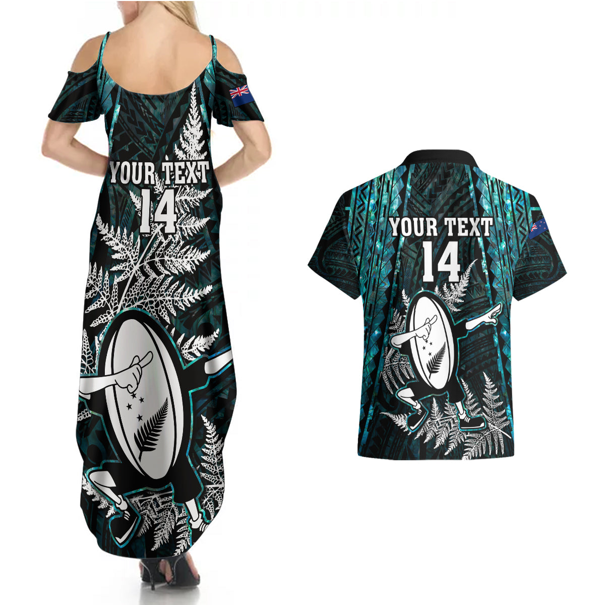 custom-new-zealand-silver-fern-rugby-couples-matching-summer-maxi-dress-and-hawaiian-shirt-aotearoa-all-black-dabbing-ball-with-maori-paua-shell