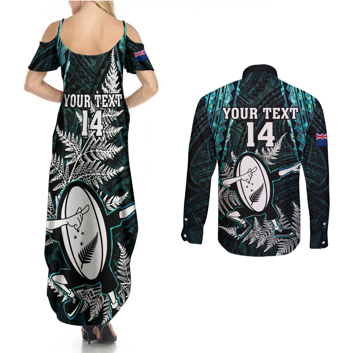 custom-new-zealand-silver-fern-rugby-couples-matching-summer-maxi-dress-and-long-sleeve-button-shirts-aotearoa-all-black-dabbing-ball-with-maori-paua-shell