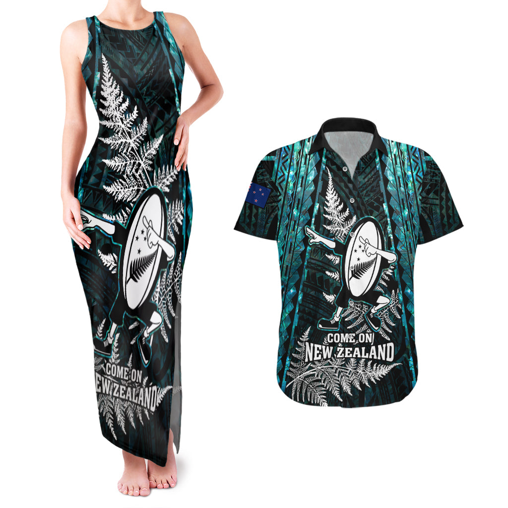 custom-new-zealand-silver-fern-rugby-couples-matching-tank-maxi-dress-and-hawaiian-shirt-aotearoa-all-black-dabbing-ball-with-maori-paua-shell