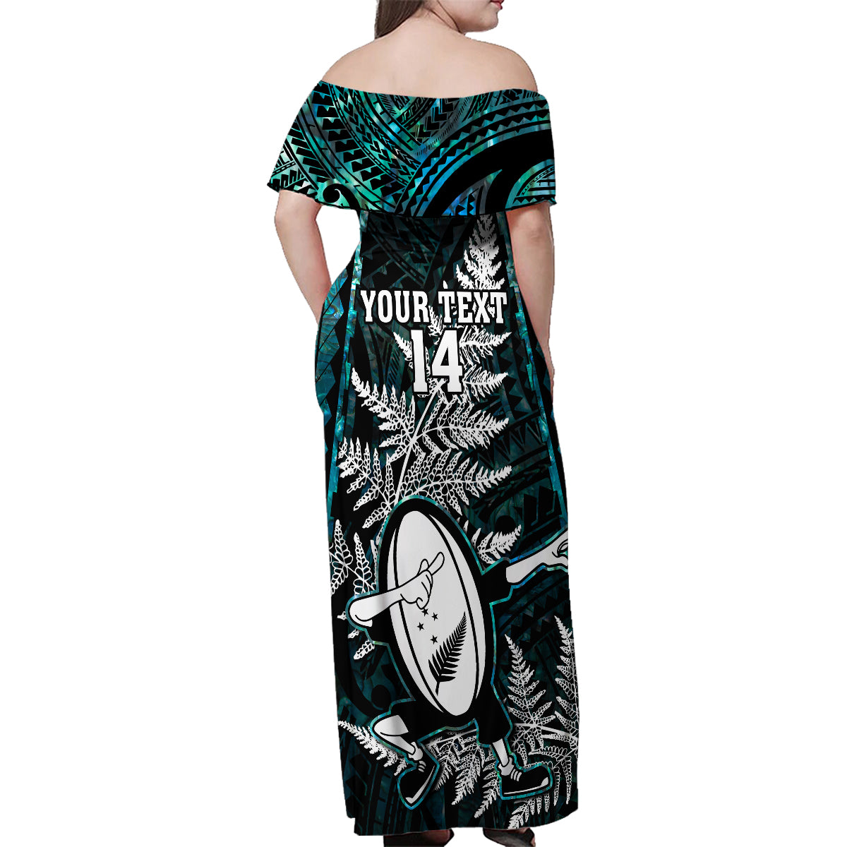 custom-new-zealand-silver-fern-rugby-family-matching-off-shoulder-maxi-dress-and-hawaiian-shirt-aotearoa-all-black-dabbing-ball-with-maori-paua-shell