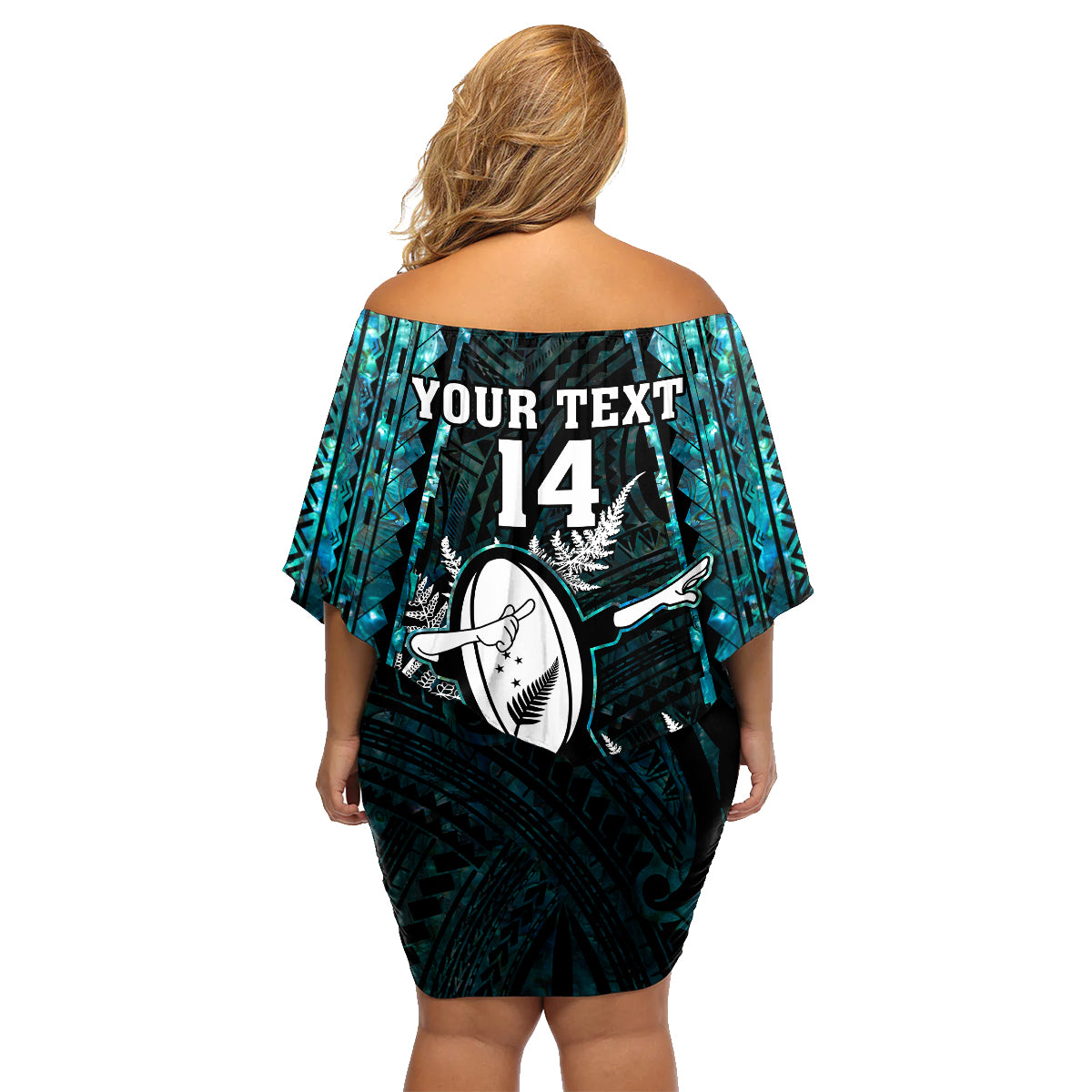 custom-new-zealand-silver-fern-rugby-family-matching-off-shoulder-short-dress-and-hawaiian-shirt-aotearoa-all-black-dabbing-ball-with-maori-paua-shell