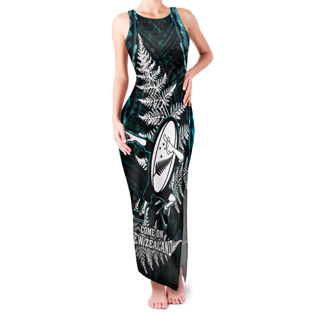 custom-new-zealand-silver-fern-rugby-family-matching-tank-maxi-dress-and-hawaiian-shirt-aotearoa-all-black-dabbing-ball-with-maori-paua-shell