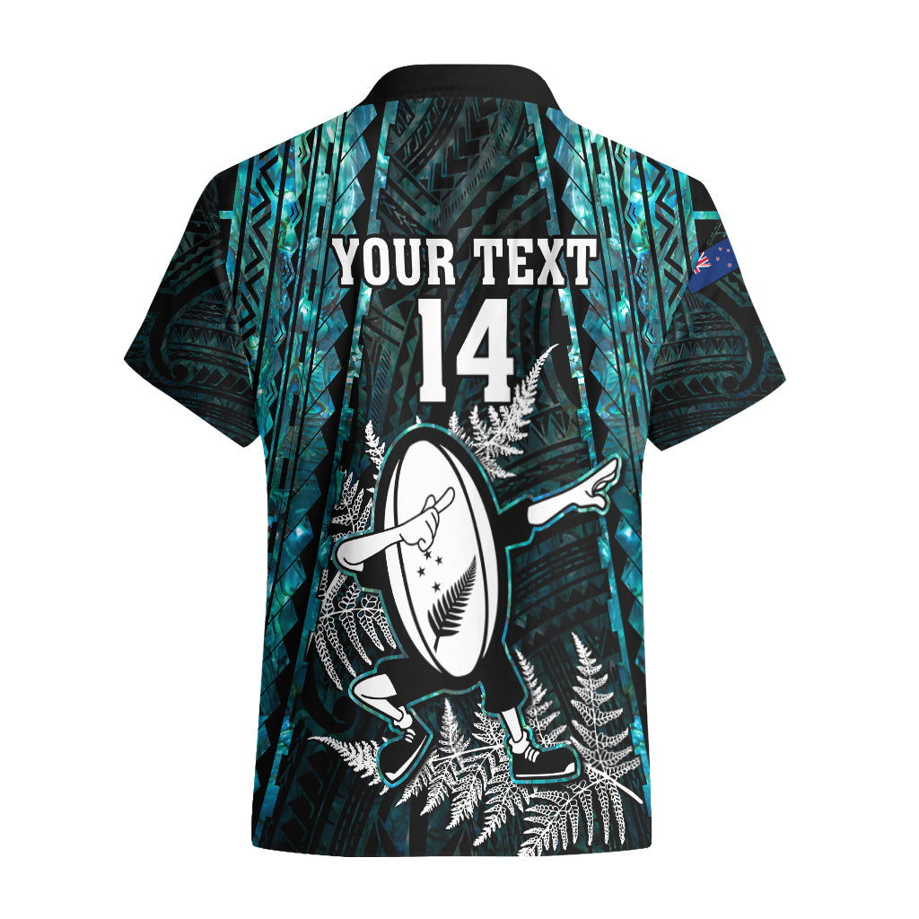 Custom New Zealand Silver Fern Rugby Hawaiian Shirt Aotearoa All Black Dabbing Ball With Maori Paua Shell - Vibe Hoodie Shop