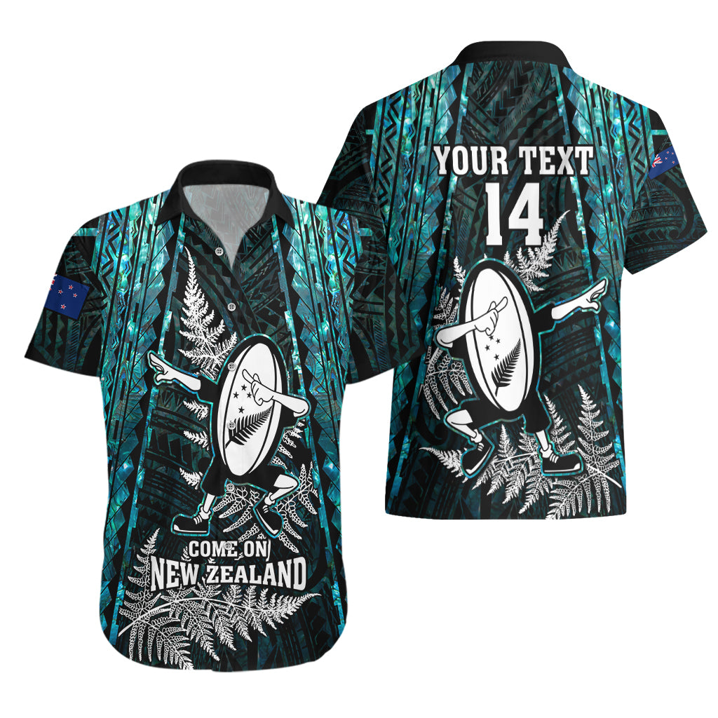 Custom New Zealand Silver Fern Rugby Hawaiian Shirt Aotearoa All Black Dabbing Ball With Maori Paua Shell - Vibe Hoodie Shop