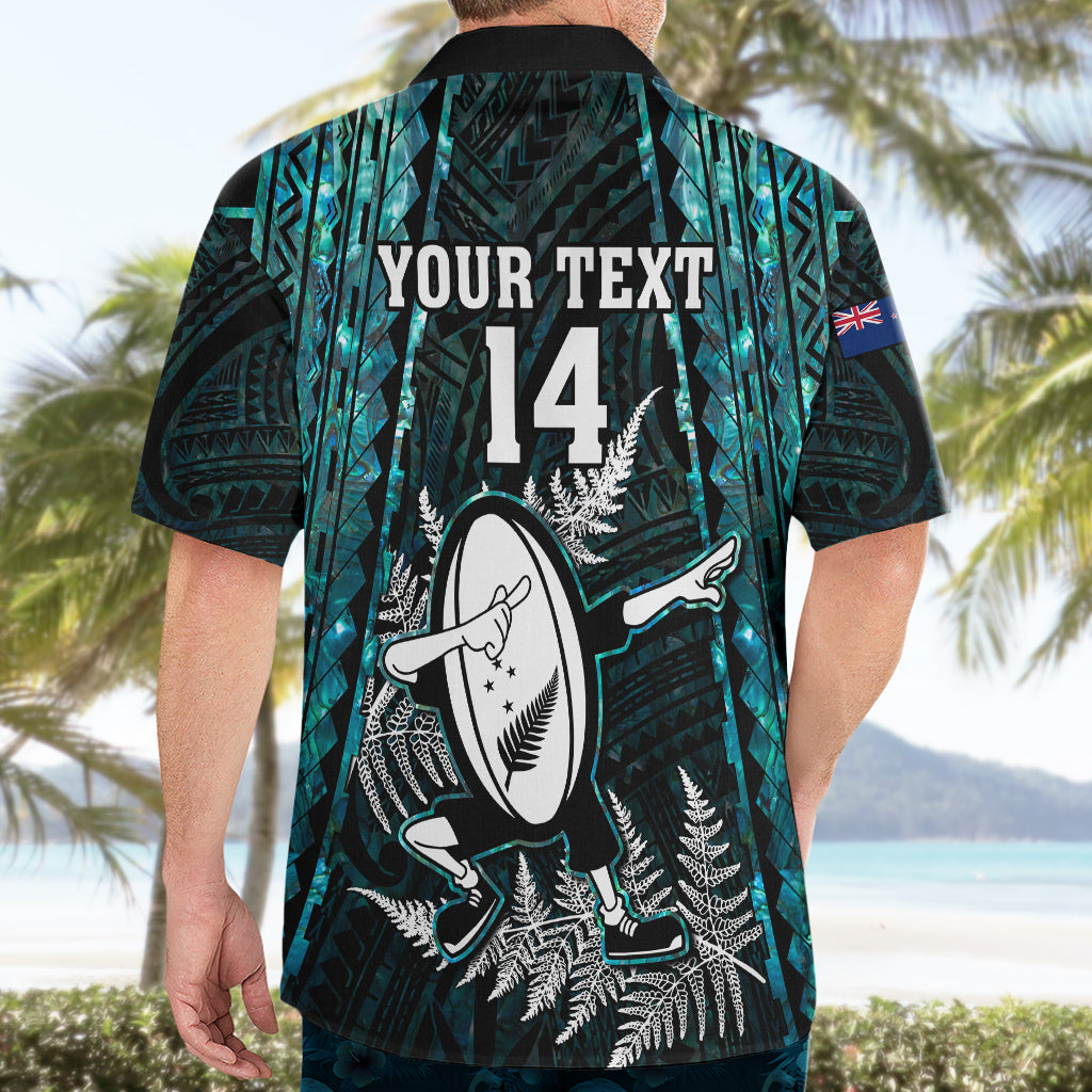 Custom New Zealand Silver Fern Rugby Hawaiian Shirt Aotearoa All Black Dabbing Ball With Maori Paua Shell - Vibe Hoodie Shop