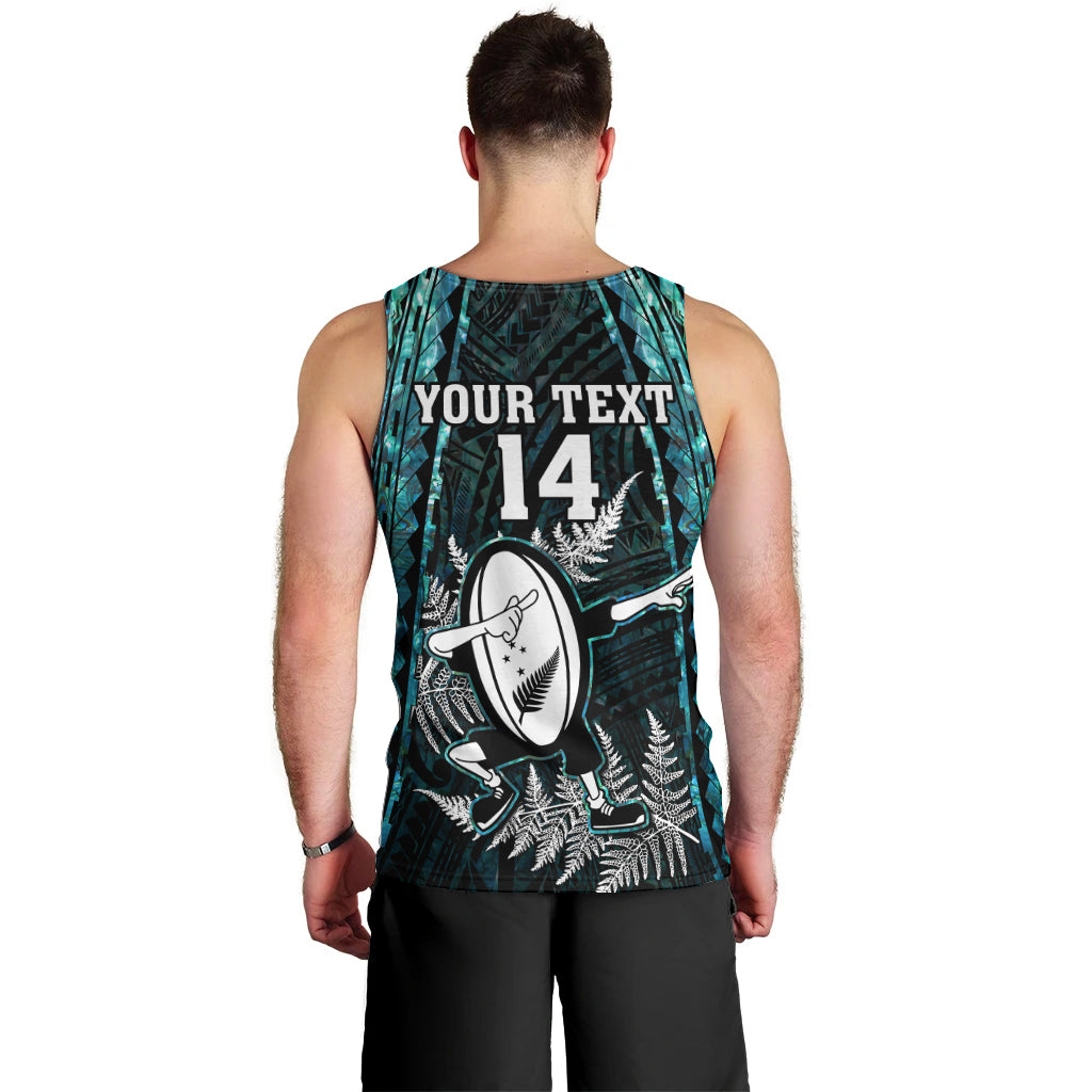 Custom New Zealand Silver Fern Rugby Men Tank Top Aotearoa All Black Dabbing Ball With Maori Paua Shell - Vibe Hoodie Shop