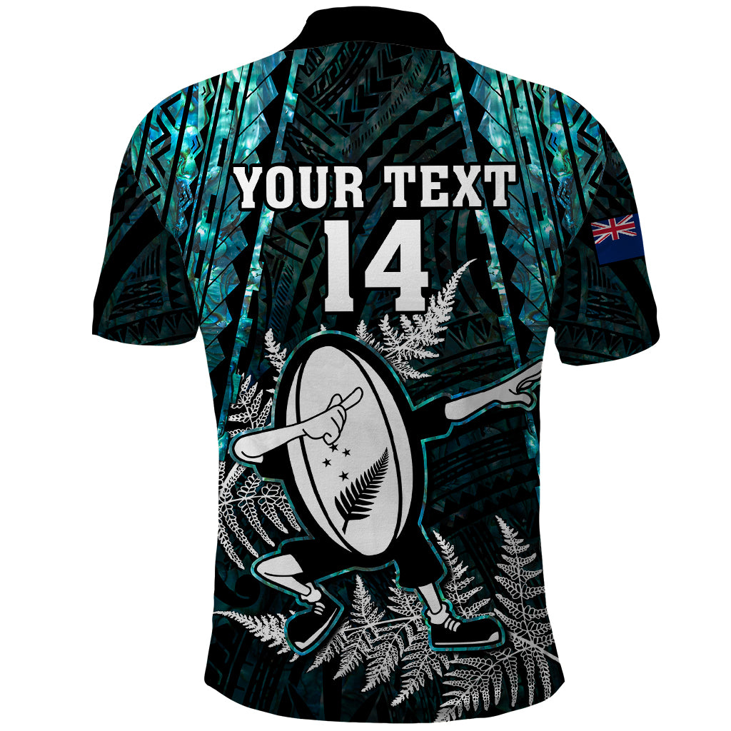 Custom New Zealand Silver Fern Rugby Polo Shirt Aotearoa All Black Dabbing Ball With Maori Paua Shell - Vibe Hoodie Shop