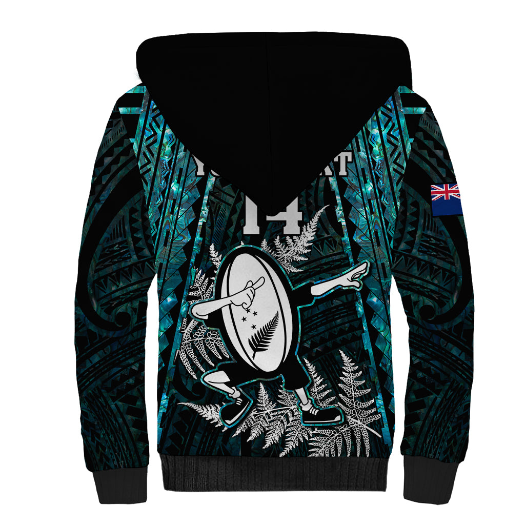 Custom New Zealand Silver Fern Rugby Sherpa Hoodie Aotearoa All Black Dabbing Ball With Maori Paua Shell - Vibe Hoodie Shop