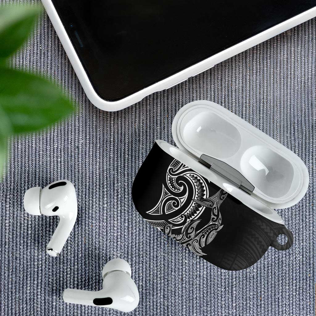 New Zealand Hammerhead Shark AirPods Case Maori Haehae Mangopare Black - Vibe Hoodie