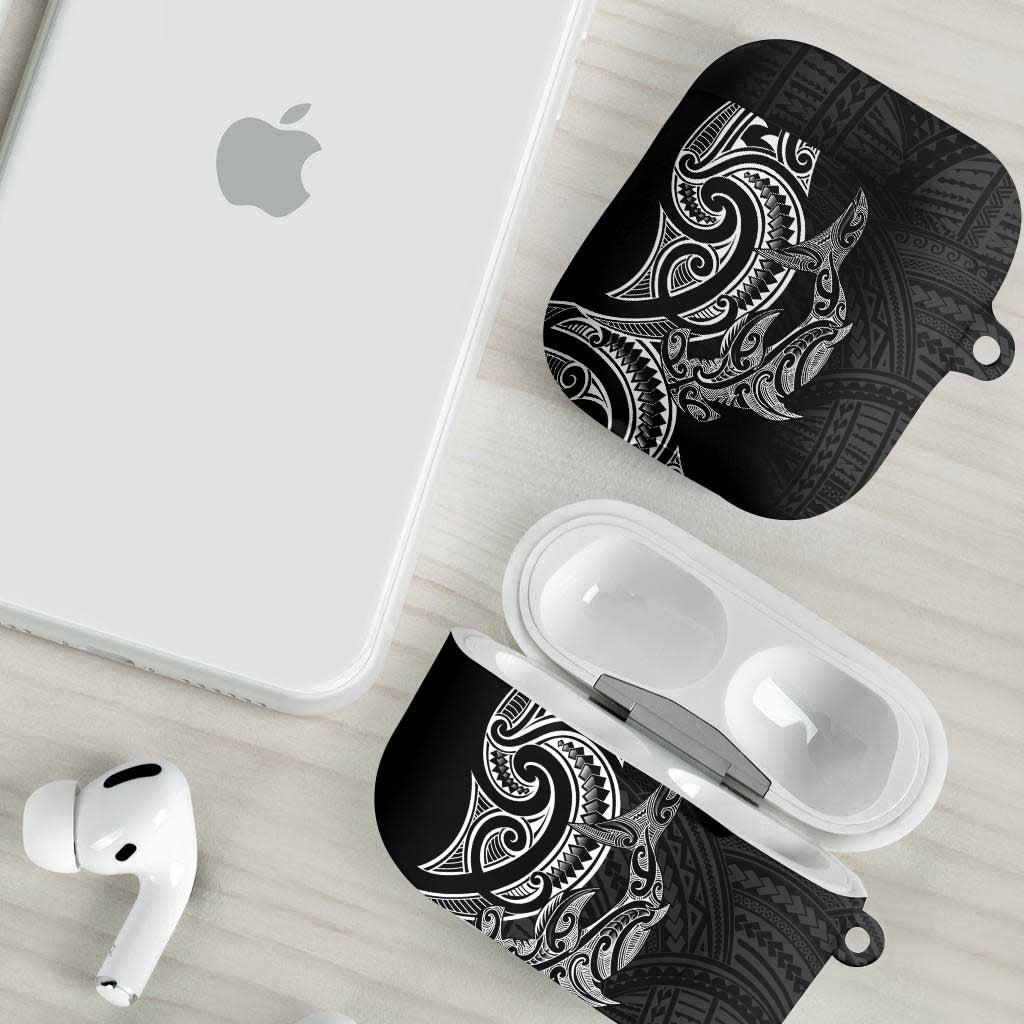 New Zealand Hammerhead Shark AirPods Case Maori Haehae Mangopare Black - Vibe Hoodie