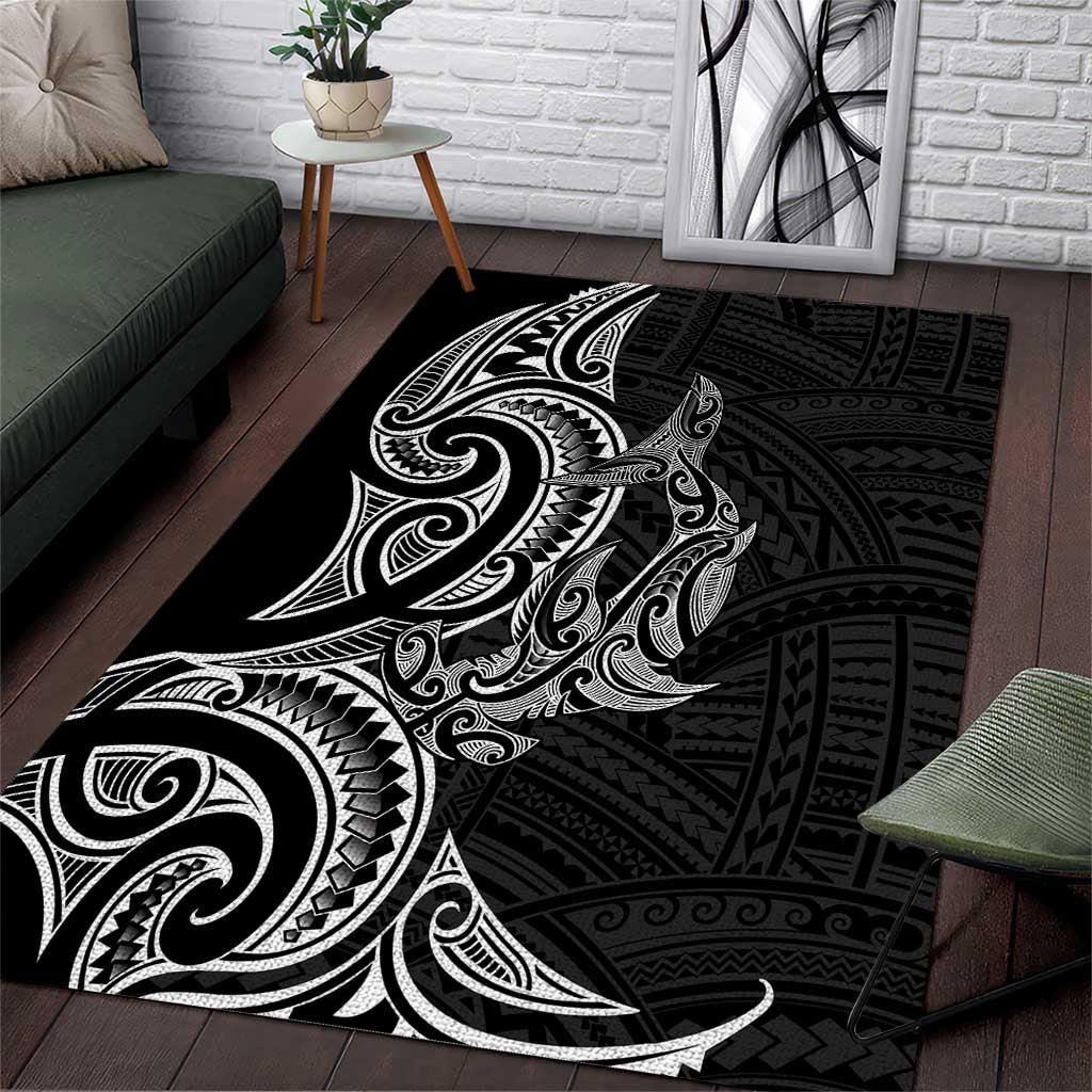 New Zealand Hammerhead Shark Area Rug Maori Haehae Mangopare Black - Vibe Hoodie
