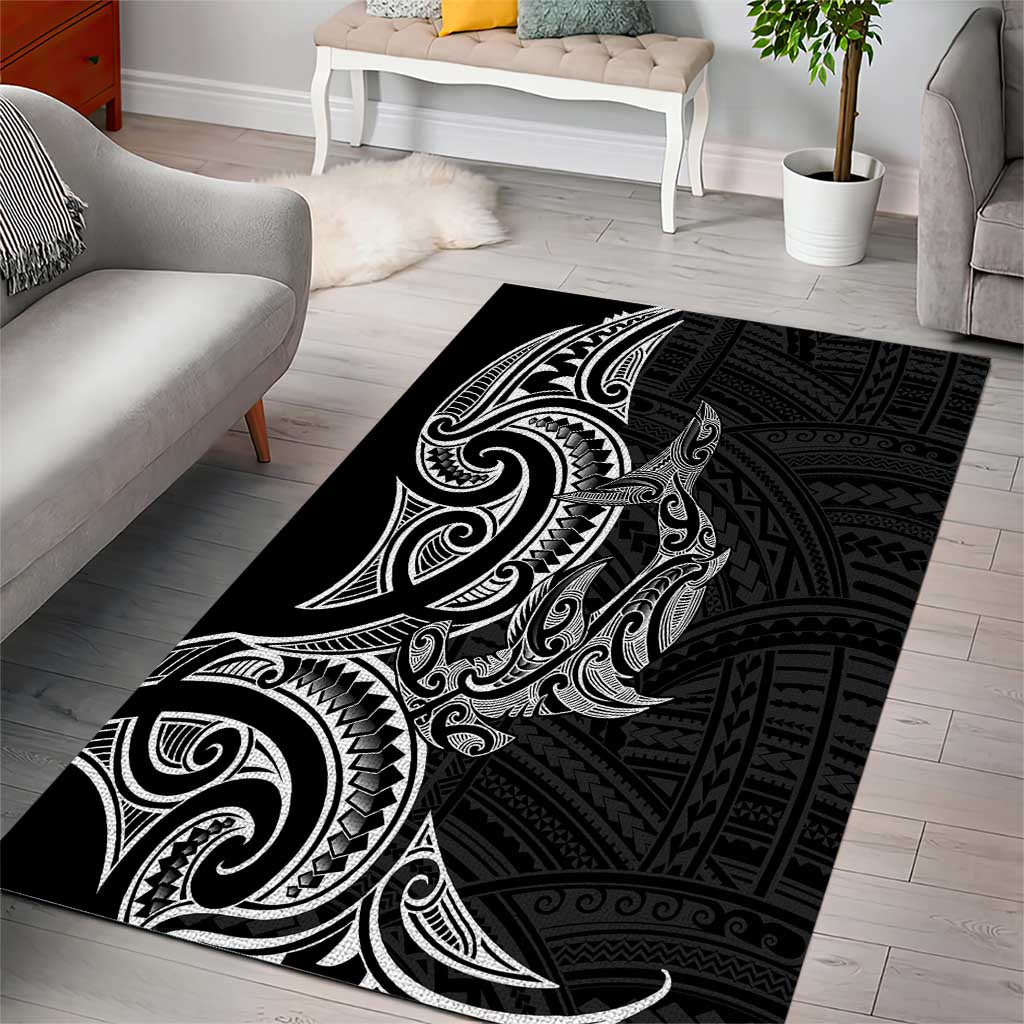 New Zealand Hammerhead Shark Area Rug Maori Haehae Mangopare Black - Vibe Hoodie