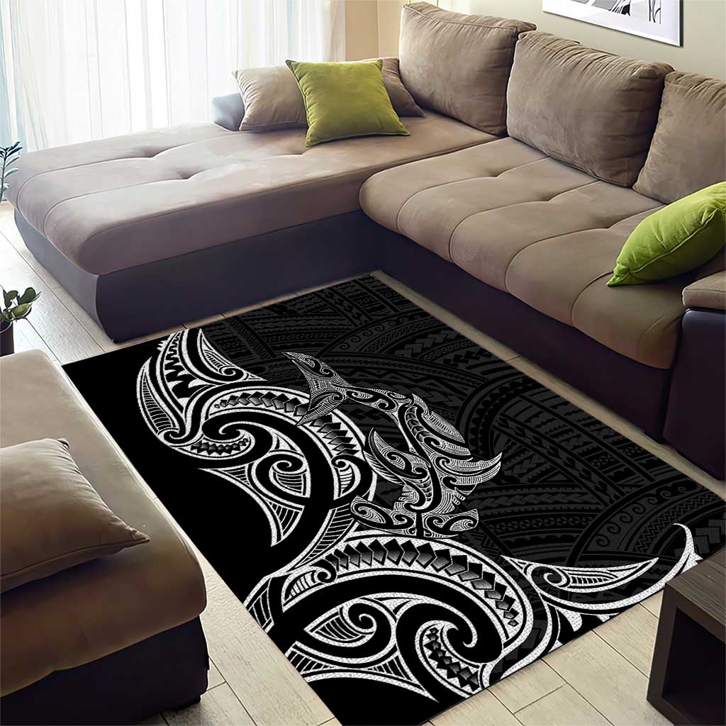 New Zealand Hammerhead Shark Area Rug Maori Haehae Mangopare Black - Vibe Hoodie