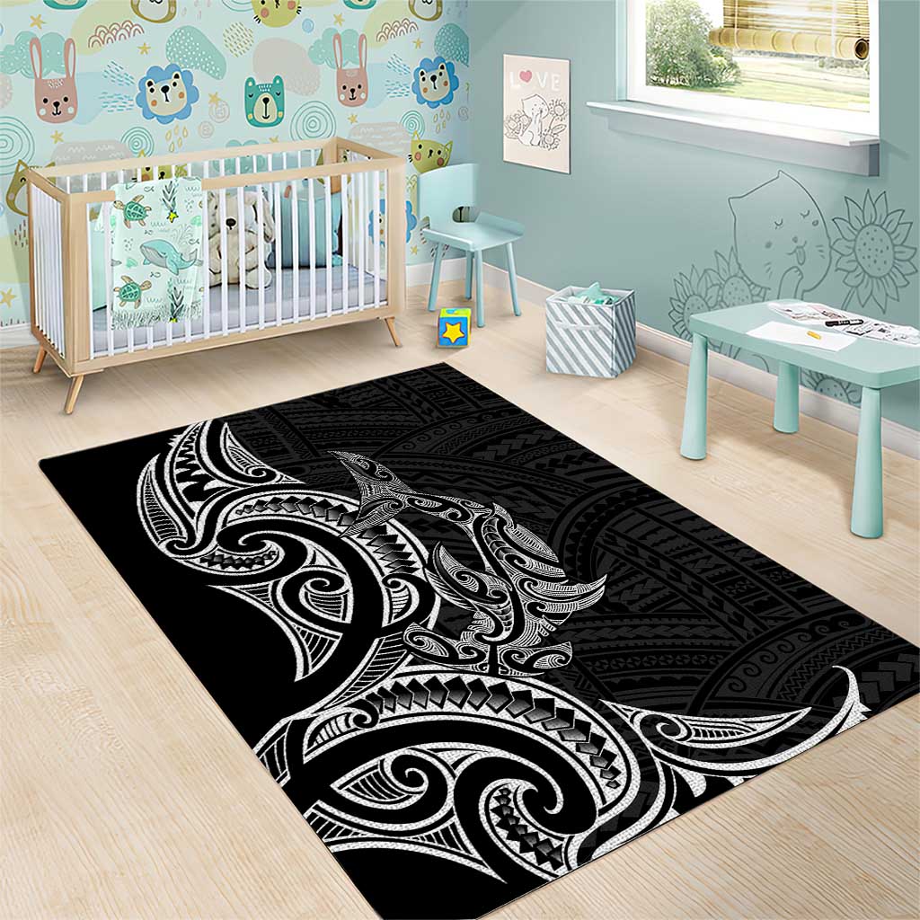 New Zealand Hammerhead Shark Area Rug Maori Haehae Mangopare Black - Vibe Hoodie