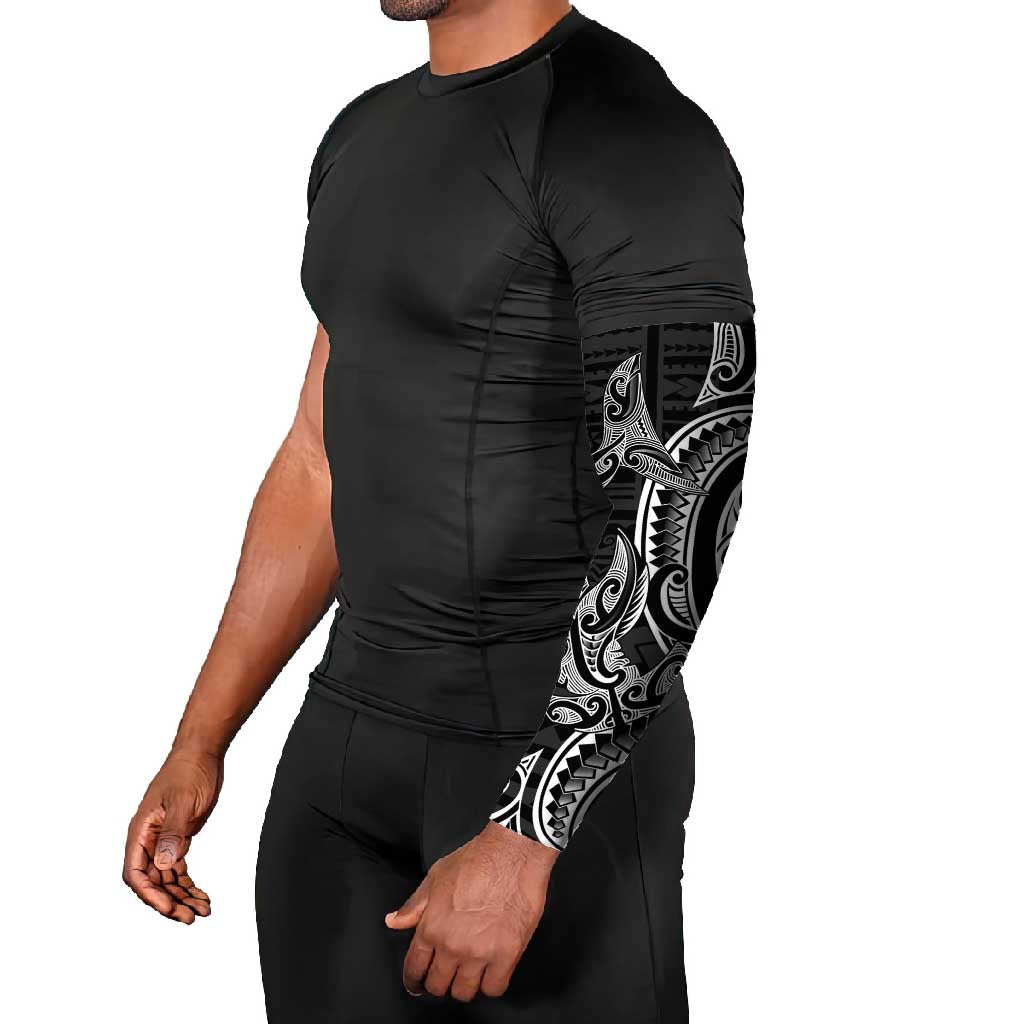 New Zealand Hammerhead Shark Arm Sleeves Maori Haehae Mangopare Black - Vibe Hoodie