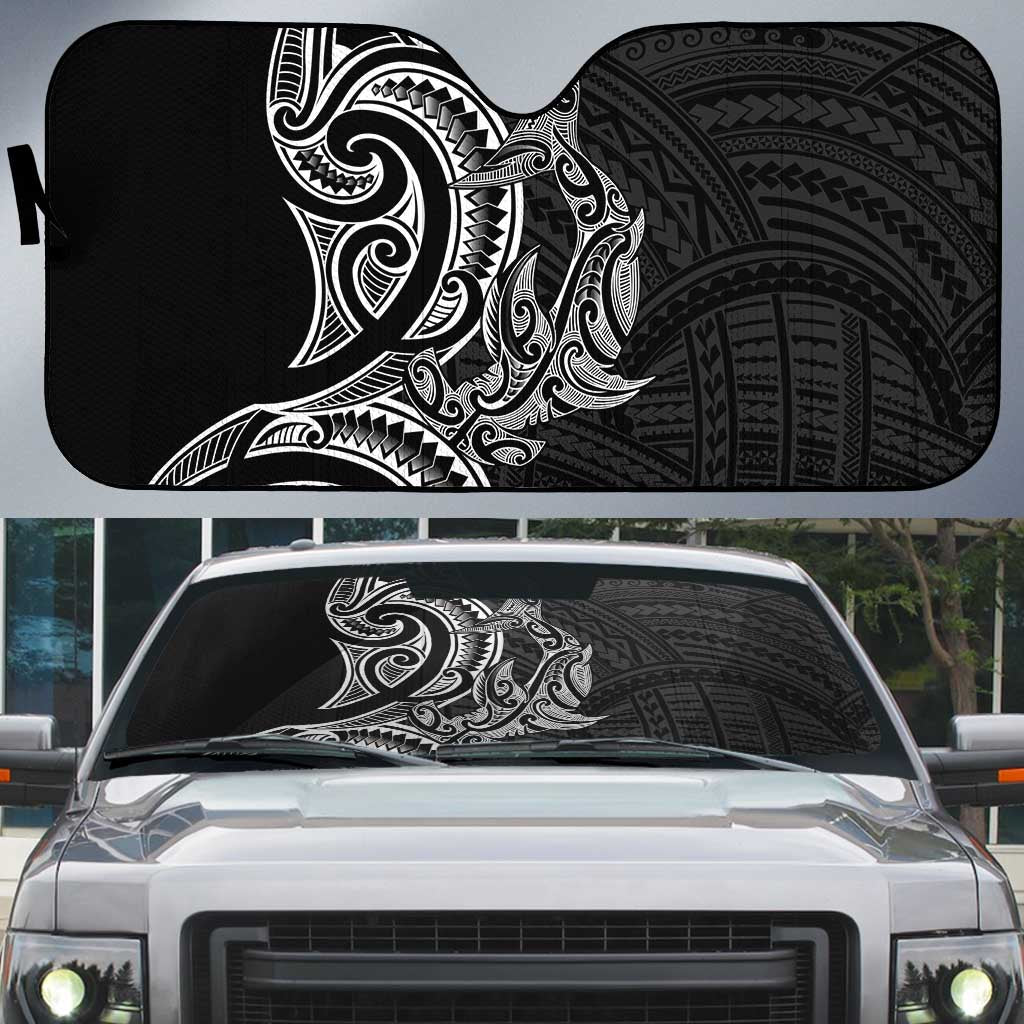 New Zealand Hammerhead Shark Auto Sun Shade Maori Haehae Mangopare Black - Vibe Hoodie