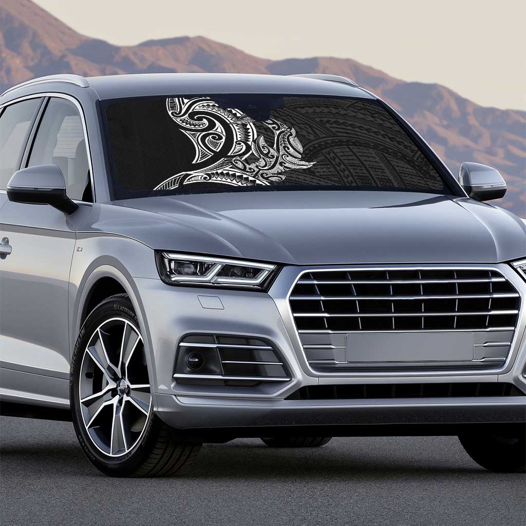 New Zealand Hammerhead Shark Auto Sun Shade Maori Haehae Mangopare Black - Vibe Hoodie