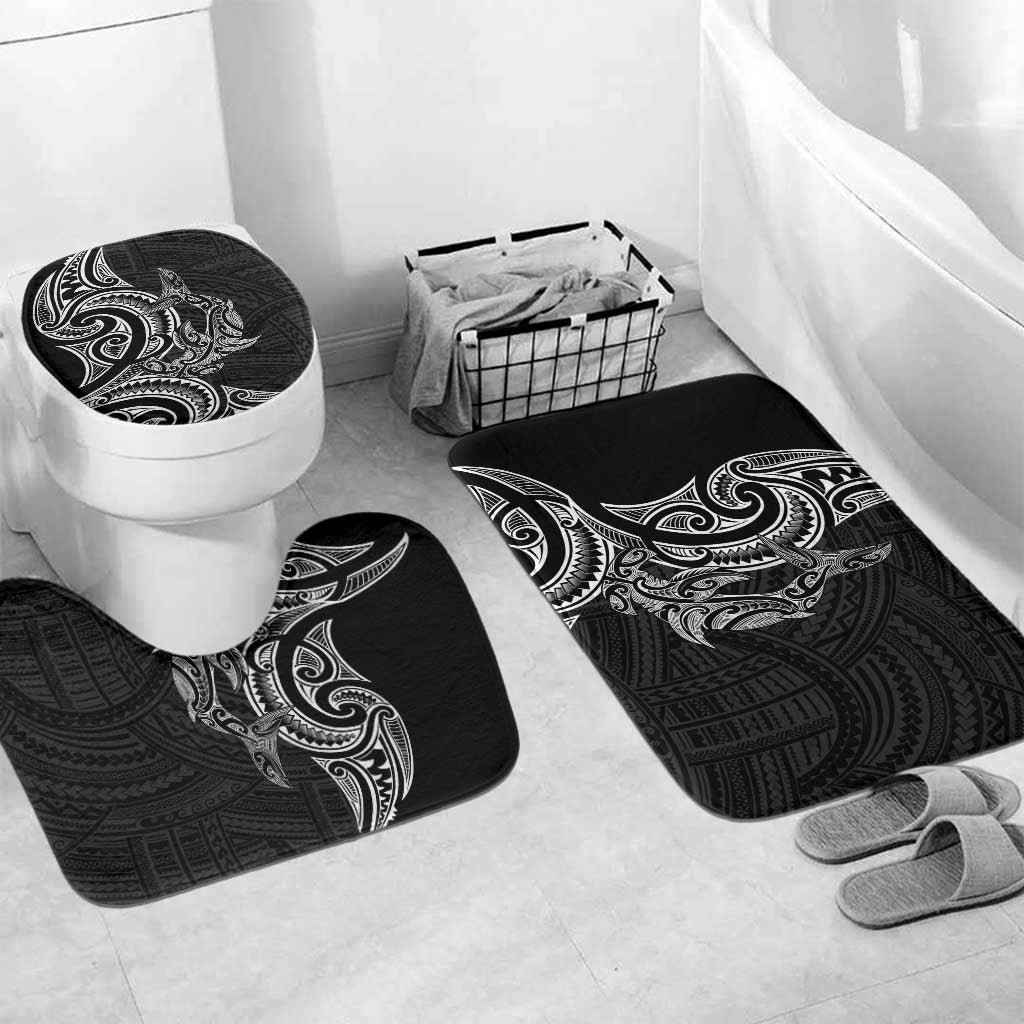 New Zealand Hammerhead Shark Bathroom Set Maori Haehae Mangopare Black - Vibe Hoodie