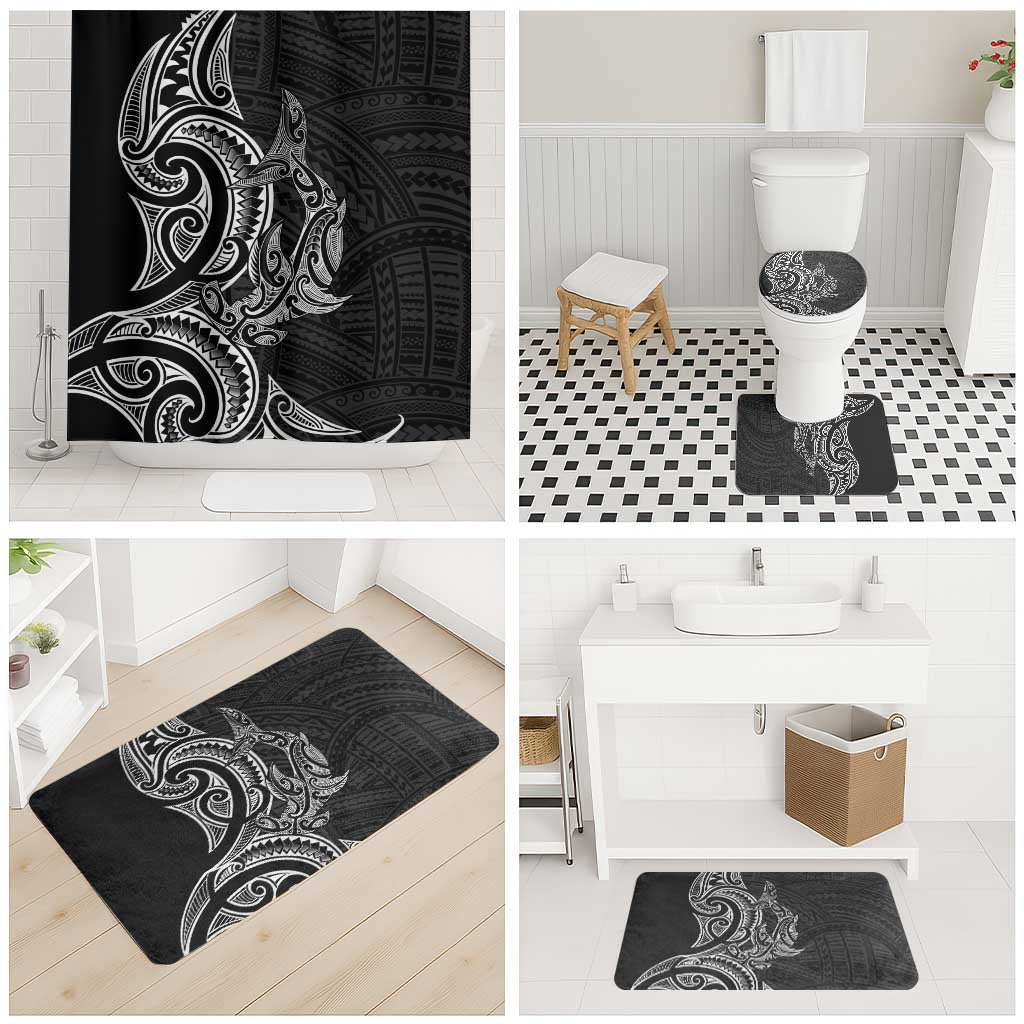 New Zealand Hammerhead Shark Bathroom Set Maori Haehae Mangopare Black - Vibe Hoodie