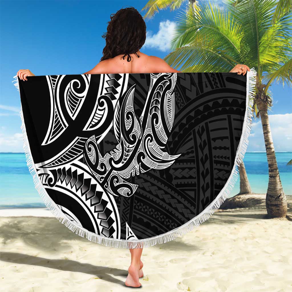 New Zealand Hammerhead Shark Beach Blanket Maori Haehae Mangopare Black - Vibe Hoodie