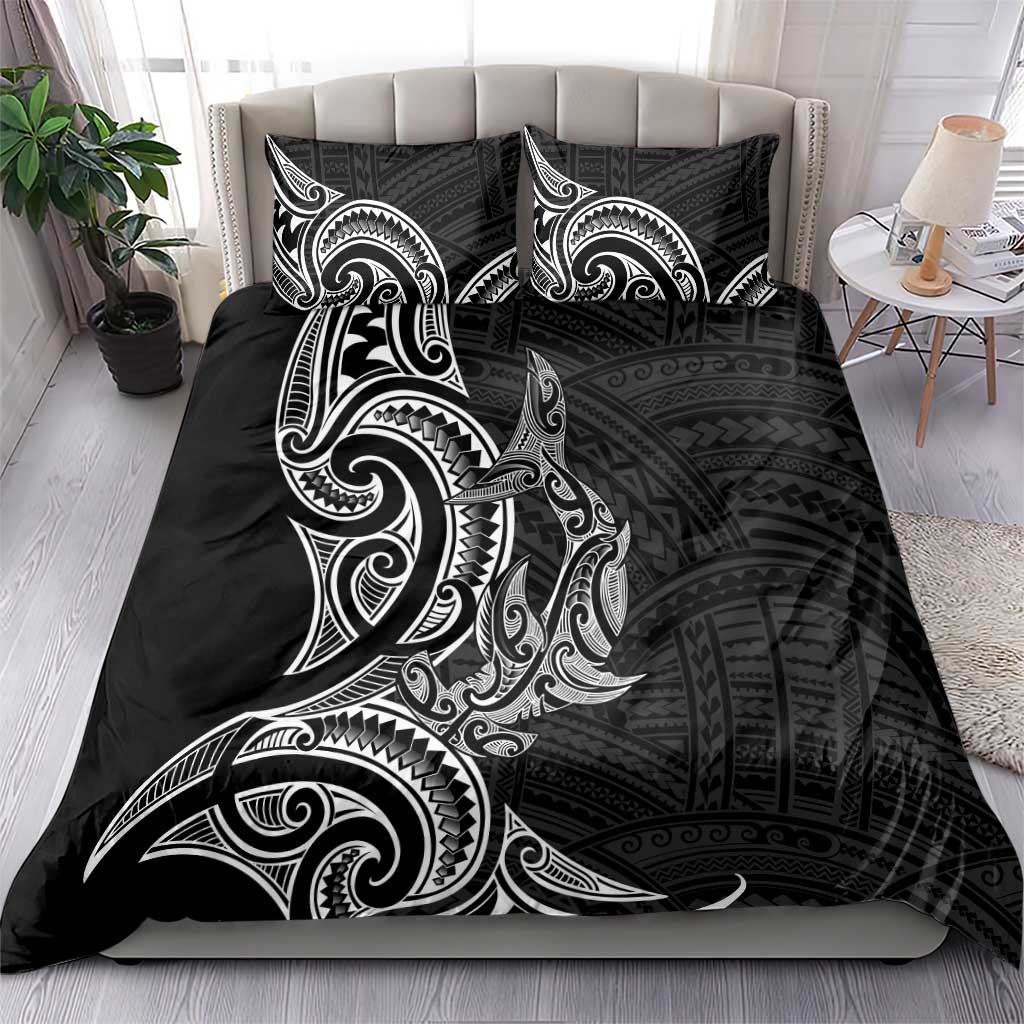 New Zealand Hammerhead Shark Bedding Set Maori Haehae Mangopare Black - Vibe Hoodie
